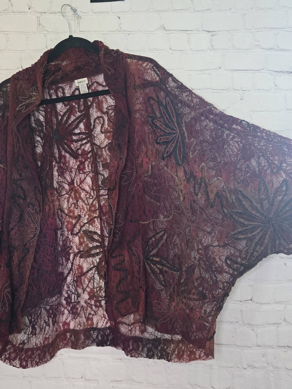 Chico’s Vtg Lace Cocoon Ruana Multi Kimono Sleeves M/L Whimsigoth  FairyGrunge